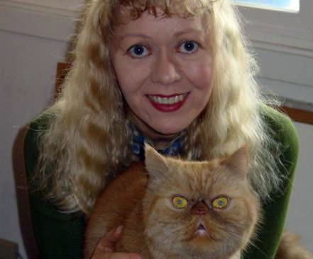 Pet and Dog Boarding: Lorna with her cat, Fweedie